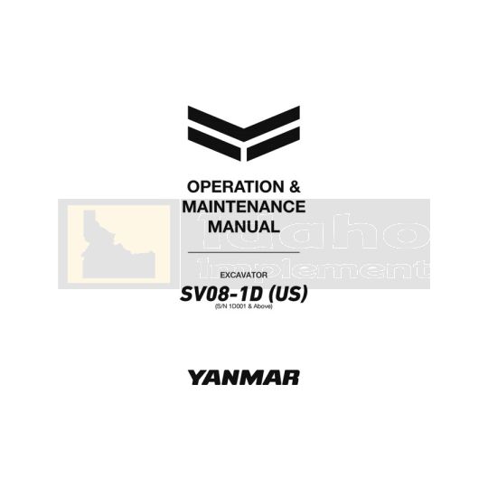 Yanmar Excavator SV08-1D Operation Manual - Printed Hard Copy - FREE Shipping