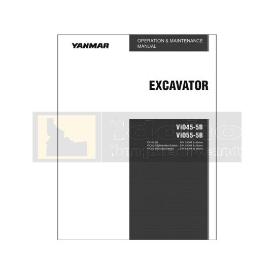 Yanmar Excavator ViO55-5B Operation Manual - Printed Hard Copy - FREE Shipping